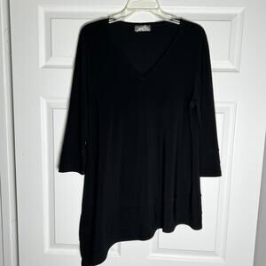 Sympli 3/4 Sleeve V-Neck Oversized Asymmetric Hem Tunic Top Womens Size